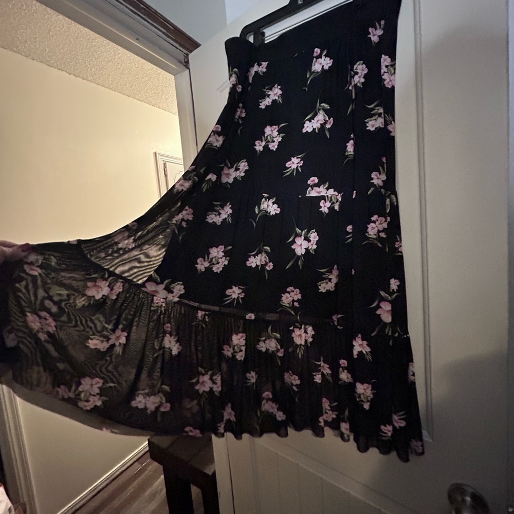 50%offw❤️ Vintage Flared Floral Pattern Maxi Skirt XL 152